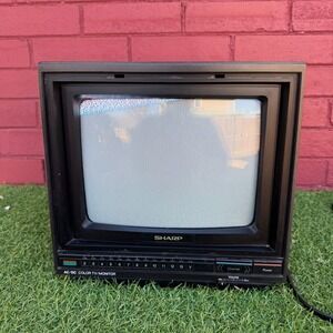 Sharp 9-Inch Vintage CRT Color TV Monitor AC/DC October 1985 Retro Gaming